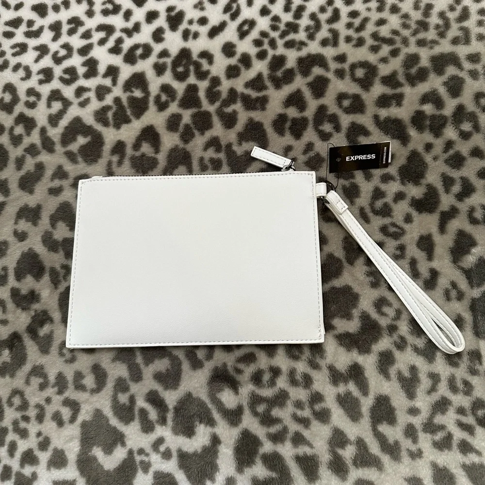 Express Grommet Embellished Wristlet Purse in White